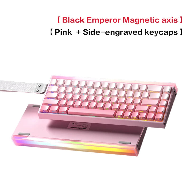 Teclado mecánico gaming AULA HERO 68 HE con eje magnético RT, cable, iluminación RGB, tasa de sondeo 8K y grabado lateral