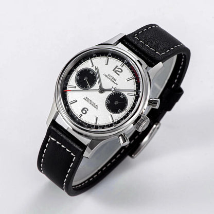 Sugess 1963 Pilot Watch Men Mechanical Chronograph Panda Wristwatch Air Force Sapphire Waterproof for Seagull Movement ST1901 v3