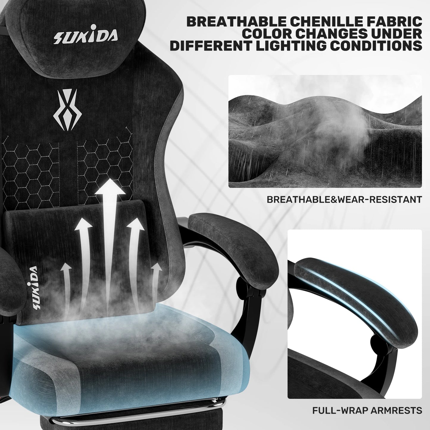 SUKIDA Gaming Chair Breathable Office Chair Office Chair Ergonomic High Quality Fabric Ergonomic PC Chair