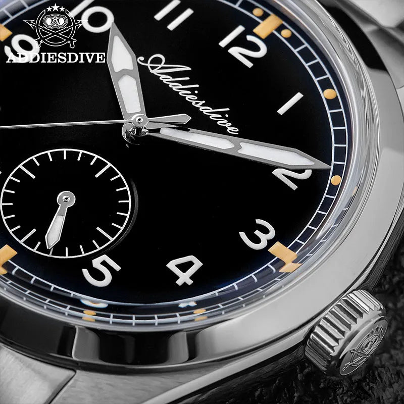 Reloj de cuarzo ADDIESDIVE de 36mm para hombre VH60, luminoso BGW9, cristal abombado tipo burbuja, cubierta de vidrio, resistente al agua 10Bar, acero inoxidable