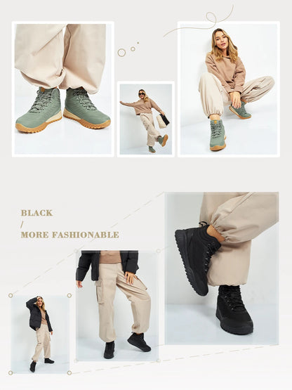 Baasploa Winter Women’s Sneakers Plush Warm Snow Boots Non-Slip Waterproof Shoes Women’s Outdoor Boots Walking Shoes
