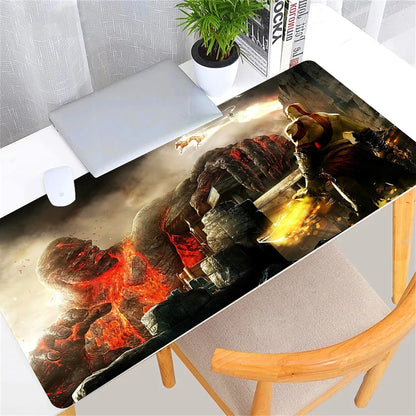 Large Game God of War Mousepad XL Desktop Natural  Rubber Desk Mat Kawaii Gaming Accessories Students Writing Pad Desk Mat 80x30