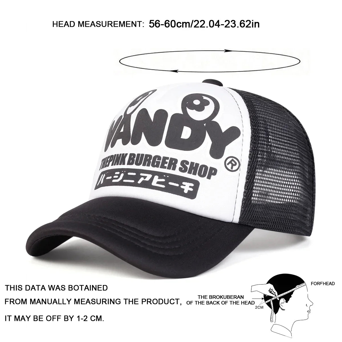Unisex VANDY Letter Printing Baseball Net Caps Spring Summer Outdoor Adjustable Casual Hats Dad Hat Sunscreen Hat Sports Cap