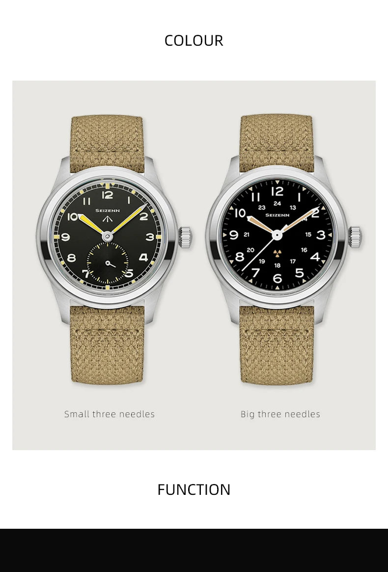 Classic Retro Arrow Pilot Watch Male Mens WWII 12 Mechanical Satch Manual Hand Wind Luminous Stain Steel Merkur 38mm Case