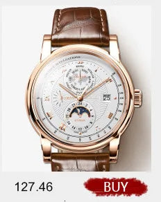 Reloj de lujo suizo LOBINNI para hombre, mecánico automático con calendario perpetuo, cristal de zafiro y multifunción L13019-8