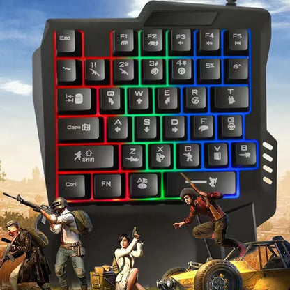 1pc RGB Gaming Keyboard Single Hand Mini USB Ultra-slim Wired 35-Keys One-Handed Backlight Keyboard For Computer PC Laptop