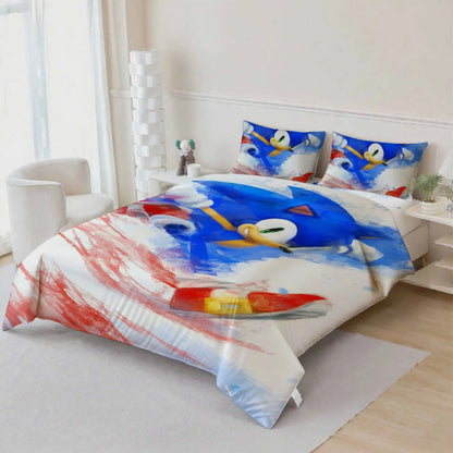 Cute Sonics Boy Bedding Set Digital Cartoon Sonics Duvet Cover Comforter Bed Youth Kids Girl Boys Gift