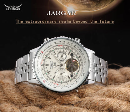 Jaragar 50MM Automatic Mechanical Watch for Men,Multifunctional,Date Month Week Display,3ATM Waterproof,Business Casual Style