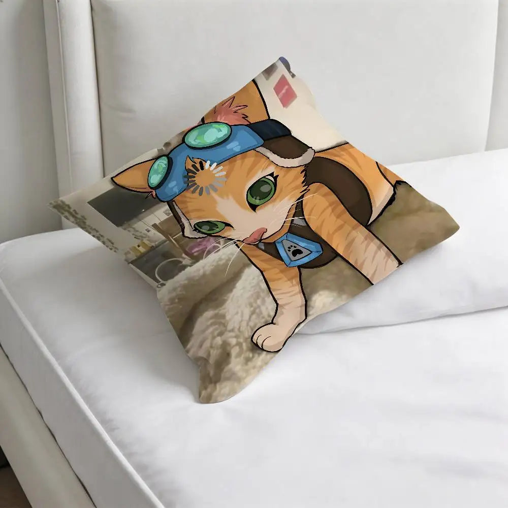 Capa de Almofada Quadrada Jetpack Cat O-Overwatch Gaming, Macia e Decorativa, para Sofá e Cama em Casa