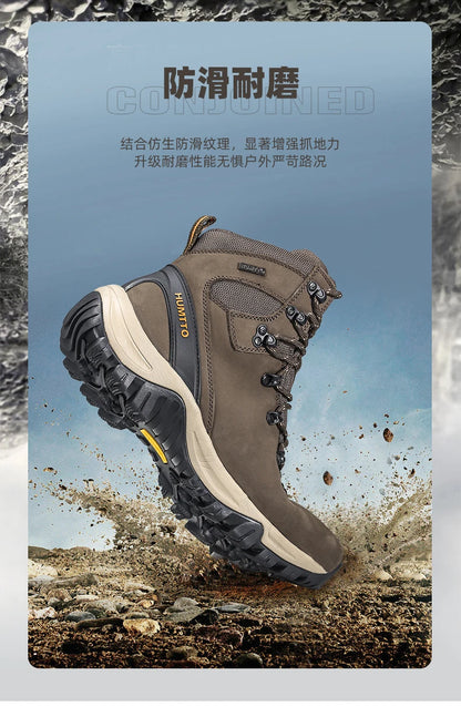 HUMTTO Hiking Shoes Men's Waterproof Hunting Boots Tactical Desert Combat Ankle Trekking Boots Male Women Warm Leather Sneakers
