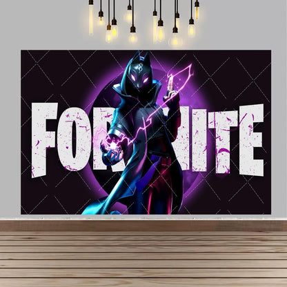 Backdrop F-fortniteds para Festa de Aniversário de Rapaz, Faixa Decorativa Infantil, Decoração de Mesa de Bolo de Aniversário, Acessórios para Festa, Adereços Fotográficos e Presente