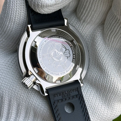 STEELDIVE SD1975W Black Dial Day and Date Function NH36 Automatic Movement 47.5mm Super Luminous 300M Waterproof Tuna Can Watch