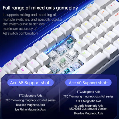 Tastiera gaming MCHOSE ACE 68 con switch magnetici Hall Effect, Rapid Trigger, RGB programmabile, 8K Hz, DKS/MT/TGL/RS/SOCD