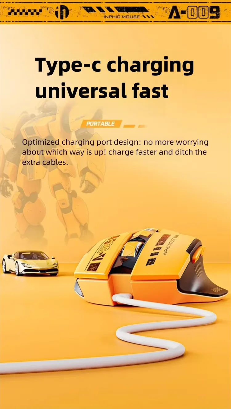 Inphic A9 V2 Wireless Gaming Mouse – 12800 DPI Rechargeable Ergonomic Mouse