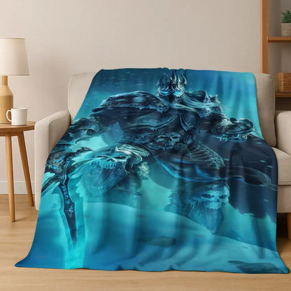 WOW World of Warcraft Arthas Demon Illidan Sylvanas flanellen deken, comfortabele zachte plaid voor thuis, slaapkamer, bed, bankovertrek of cadeau