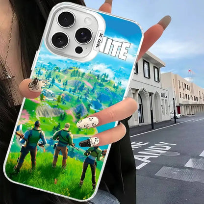 F-Fortnites Phone Case For iPhone 17, 16, 15, 14, 13, 12, 11 Pro Max Plus Color Silver Cover