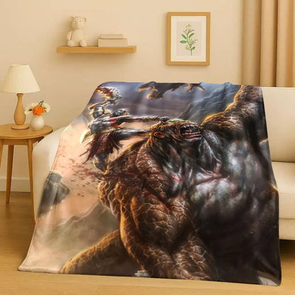 3D Kratos God of War Games Cartoon Gamer Flannel Blanket,Ultra Soft Warm Plush Throw for Home Bedroom Bed Sofa Cover Picnic Kids