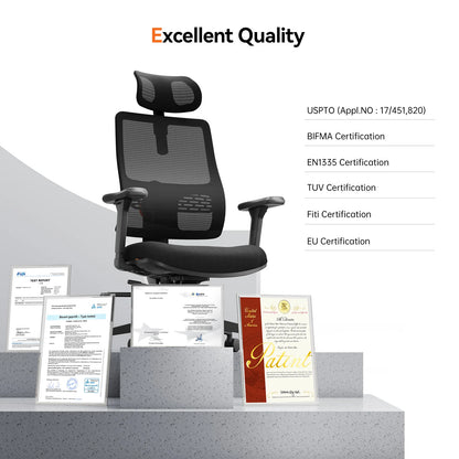 NEWTRAL MAGICH003 Ergonomic Office Chair, Adaptive Lower Back Support Gamer Chair, Adjustable Headrest Seat Depth Office Chair