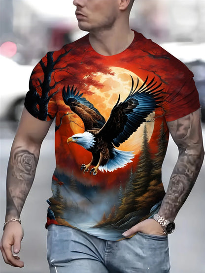 Fashion Eagle Graphic T-Shirts Luxury T-Shirt Summer Men's T-Shirts Casual Tops Short Sleeve T-Shirt 3D Printing Men’s Clothing