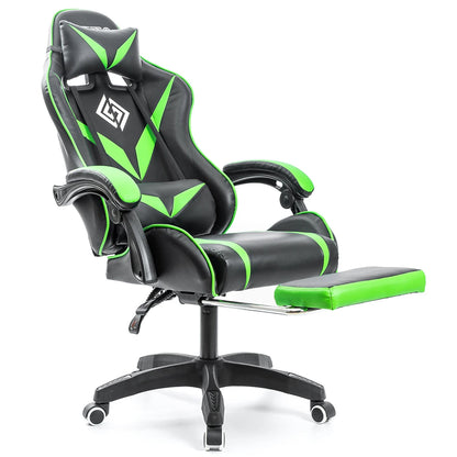 Gaming Chair with Massage Ergonomic Computer Chair Footrest and Lumbar Support Reclining PC Game Chair Adjust Armrest Headrest