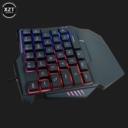 USB One-Handed Gaming Keyboard Mechanical Feel Portable 35 Keys Mini Wired Keyboard Ergonomic Gaming Keyboard