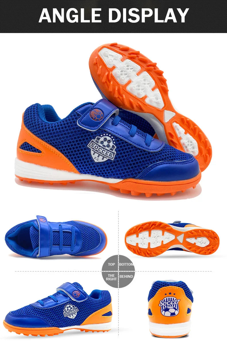Zapatillas de fútbol infantiles para niño y niña, cierre de velcro, botas de fútbol sin tacos, calzado para principiantes de lacrosse, críquet y béisbol