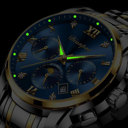 Reloj mecánico automático para hombre Dianpai: modelo de lujo, resistente al agua, multifunción, con pantalla luminiscente y diseño moderno.