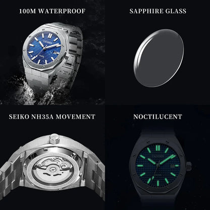 CADISEN Luxury Design 42MM Men Watches Japan MIYOTA 8215 Sapphire Glass Mechanical Automatic Watch Men 100M Waterproof