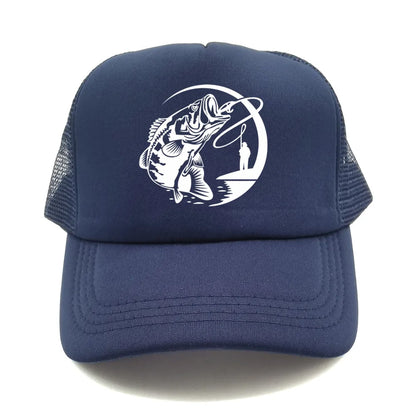 Fishing Skeleton Trucker Cap Summer Men Cool Fisherman Fishing Hat Baseball Cap Unisex Outdoor Mesh Net Caps MZ-238