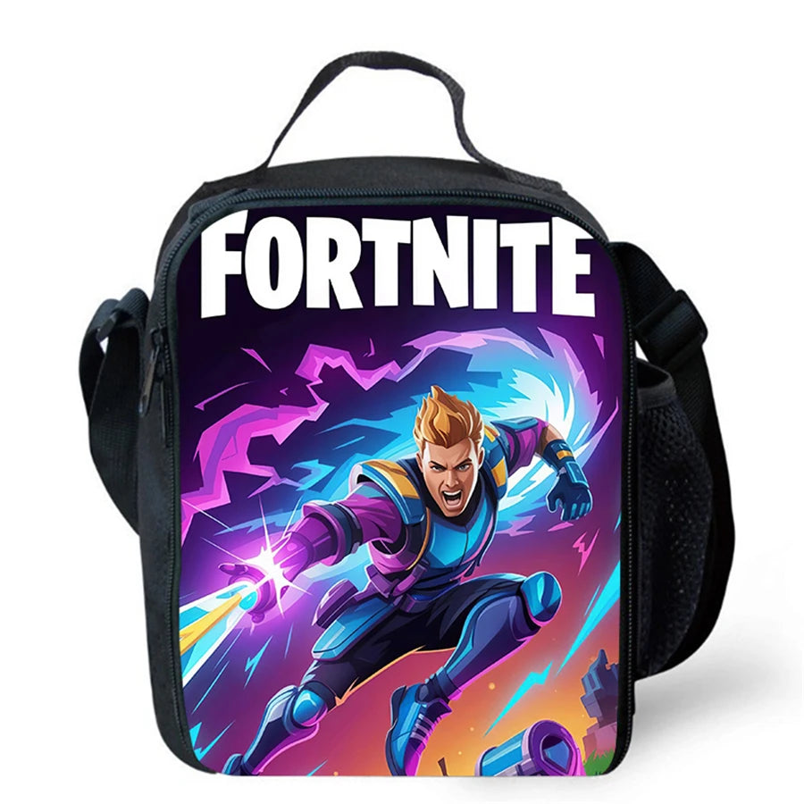 Cartoon FORTNITE Insulated Cooler Lunch Bag, Cute Portable Lightweight Picnic Bag for Boys & Girls Ages 5-10, Kids Daily Food Bag