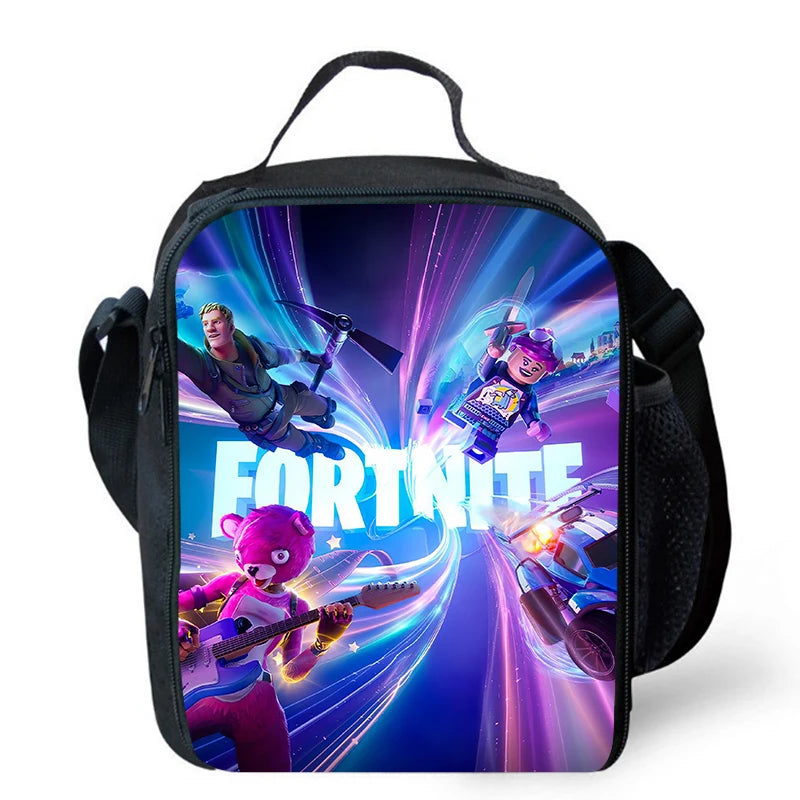 Cute Cartoon Lunch Bag Insulated Thermal Food Container Leakproof Reusable Fortnite Lunch Cooler Bag for Kids Students