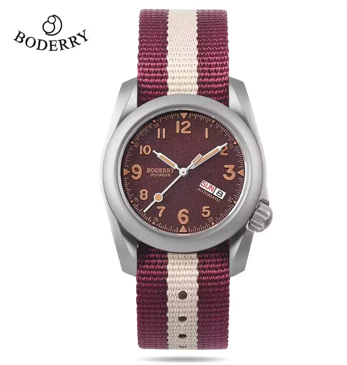 BODERRY Men Automatic Watch 40MM Titanium Pilot Sport Mechanical Wristwatch 100m Waterproof Sapphire C3 Luminous NH35