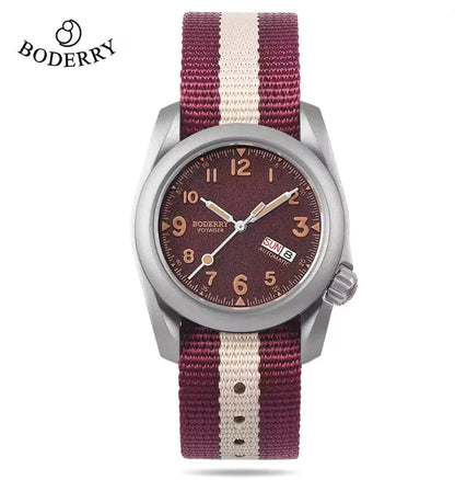 BODERRY Men Automatic Watch 40MM Titanium Pilot Sport Mechanical Wristwatch 100m Waterproof Sapphire C3 Luminous NH35