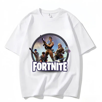T-shirt Fortnite de gola redonda, unissexo para adulto, moda de dança do jogo, novo, em algodão puro, manga curta, perfeito para uso casual e férias