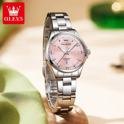 OLEVS 3668 Women Watch Luxury Original Waterproof Stainless Steel Quartz Watch Roman Automatic Date Women Watch Reloj Para Mujer