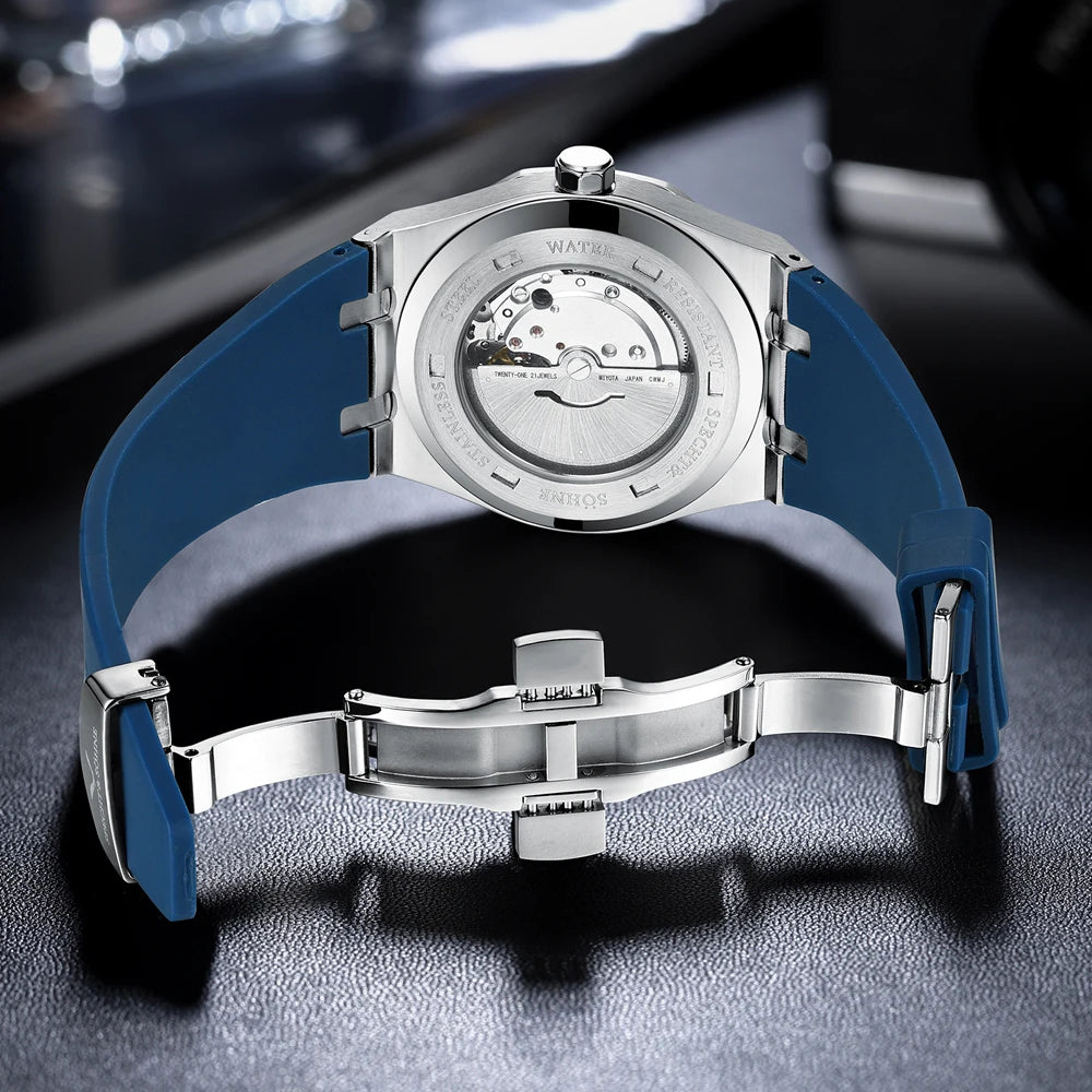 Specht&Sohne New Classic Men's Watch 50M Waterproof Luminous Sapphire Crystal Blue Automatic Mechanical Watches Reloj Hombre