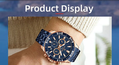 REWARD Mens Watches Waterproof  Luminous Quartz Wristwatch Business Stainless Steel Strap with gift box