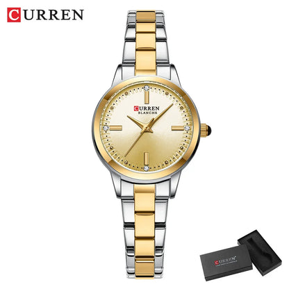 CURREN Women's Watches Fashion Original Quartz Wrist Watch for Ladies Roman Dial Dazzling Diamond Waterproof Luminous Luxury New