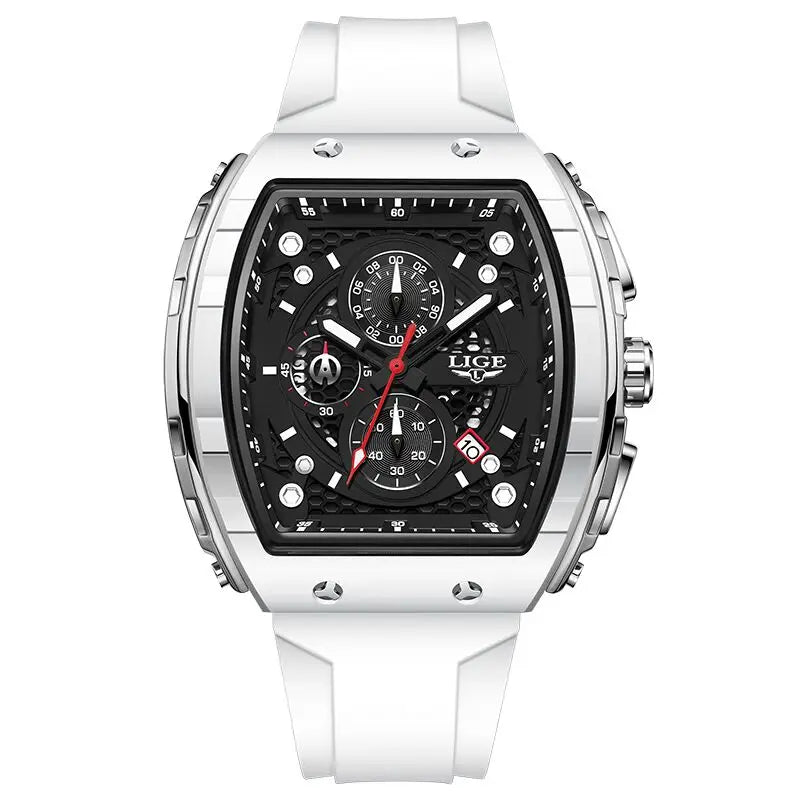 Relógio de Homem LIGE — Moda de Luxo, Impermeável, Bracelete em Silicone, Quartzo, Luminoso, Desportivo, Data Automática e Cronógrafo Simples