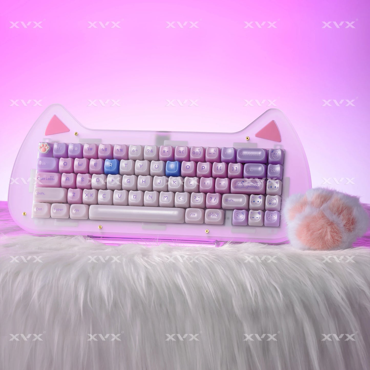XVX 148 teclas teclas con temática de gatos perfil MAO, teclas coreanas brillantes y adorables para teclado 61 64 68 78 87 96 98 104 108