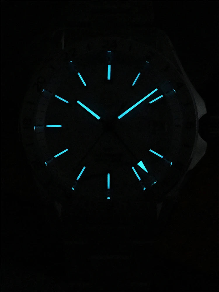 Reloj de lujo para hombre San Martin 39mm con esfera de aventurina, NH34 GMT automático mecánico, zafiro, resistente al agua, luminoso, SN0129