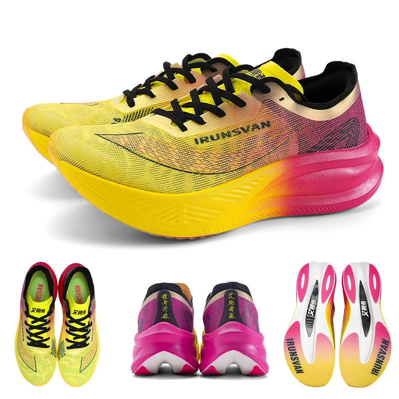 IRUNSVAN Sapatilhas de Corrida para Homem Respiráveis, Calçado Desportivo Leve para Maratona com Placa de Carbono, Sapatilhas Casuais Confortáveis para Treino Atlético