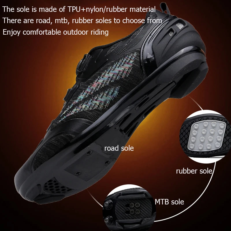 Sapatos de ciclismo MTB para homem e mulher T03 roxos respiráveis, de velocidade, autoblocantes, para ciclismo de estrada, corrida ao ar livre e treino