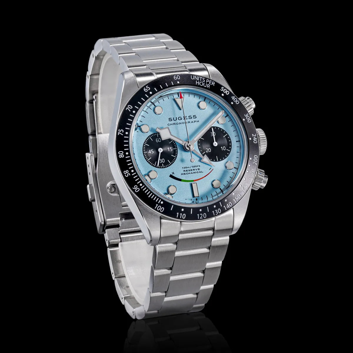 Sugess Chronograph Watch for Mens ST1907 Movement Mechanical Sapphire Crystal Wristwatches Waterproof Pilot Air Force Clock S475