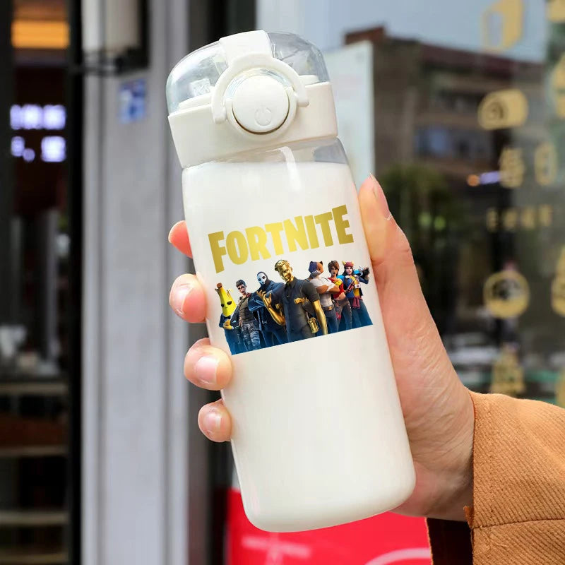 Copo Fortnite de 400ML e 18CM com Palhinha para Adultos, Rapazes e Raparigas, Copo de Água Giro com Desenhos Animados para Estudantes, Garrafa de Água Portátil Resistente a Quedas, Ideal para Oferta