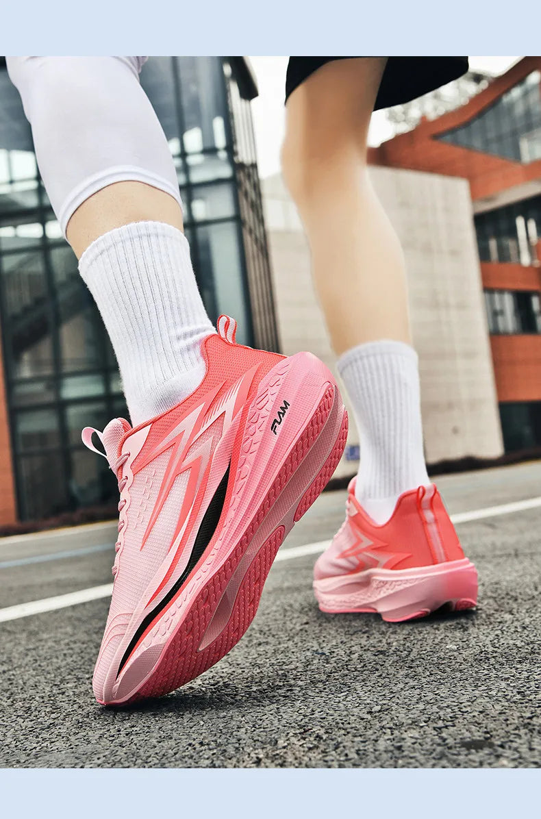 Ténis de corrida com placa de carbono para maratona, para homem e mulher, desportivos, respiráveis, leves, confortáveis e antiderrapantes