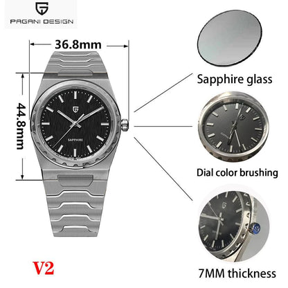 PAGANI DESIGN 2026 New Thin 7mm Fashion Men's Quartz Watch 10Bar Waterproof Stainless Steel Sapphire C3 Upgrade V2 reloj hombre