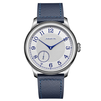 Reloj mecánico manual FARASUTE NEW Machinery para hombre, esfera salmón, ST17, segundero pequeño, estilo vintage, brazalete Bonklip
