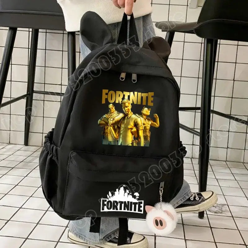 New Fortnite Cartoon Backpack Boy Girl Casual Schoolbag Large Capacity Student Bag Rabbit Ears Travel Backpack Stationary Gift