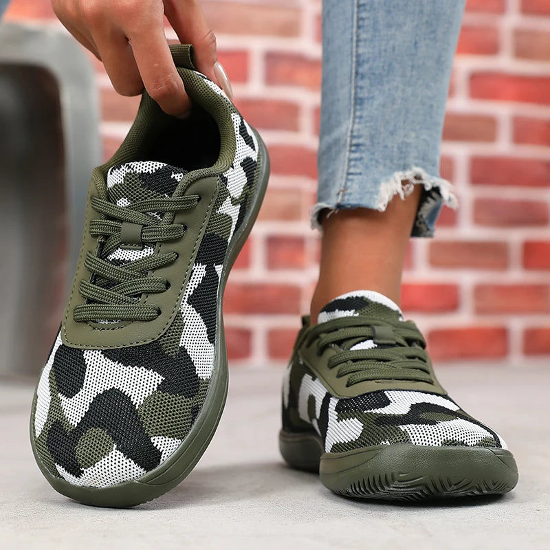Camouflage Women's Shoes Wide Toe Breathable Mesh Comfortable Flat Bottom Barefoot Shoes New Soft Sole Men's Sneakers
